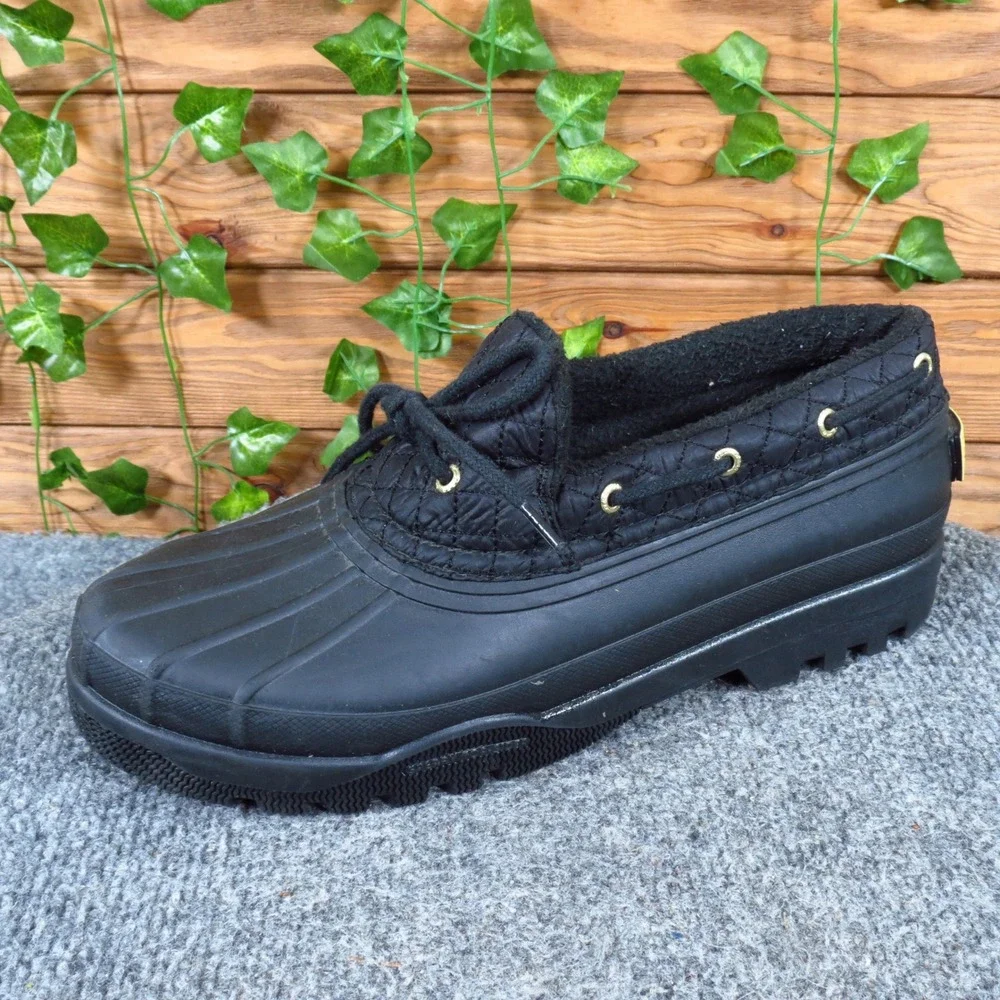 Sperry Saltwater Quilted Women Duck Shoe Size 11 Waterproof Rain Black STS95272